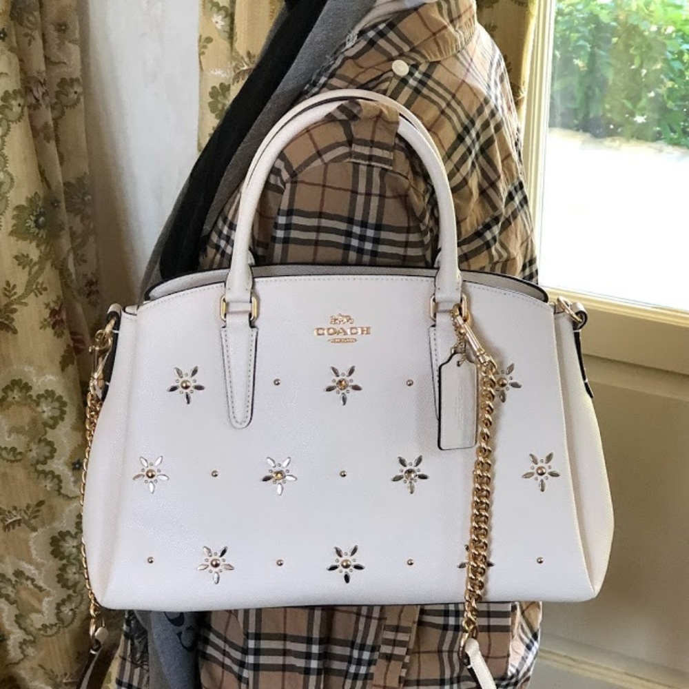 NWT COACH DISNEY SNOW WHIT STUDDED LG SAGE HANDABG - Picture 6 of 7